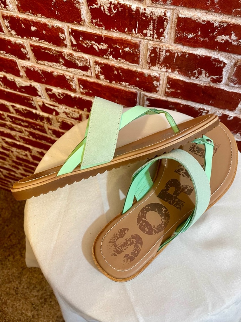 Sorel Ella Flip Sandal Vivid Mint Leather Suede Boho Mermaidcore NWT. 8 - Picture 7 of 9